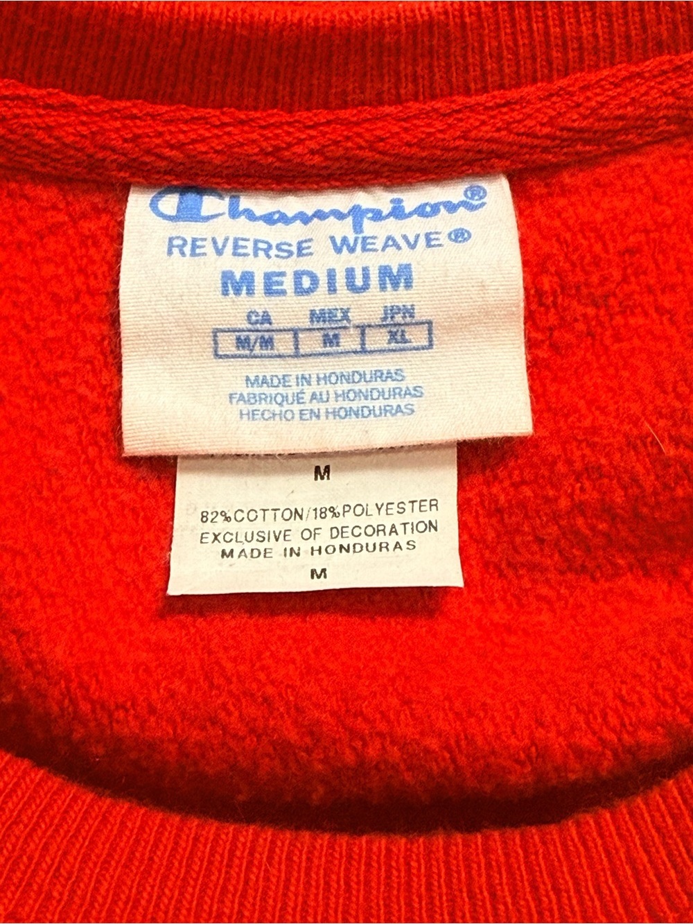 Champion Reverse Weave Red Crewneck Sweatshirt Medium Classic Logo - Picture 7 of 8